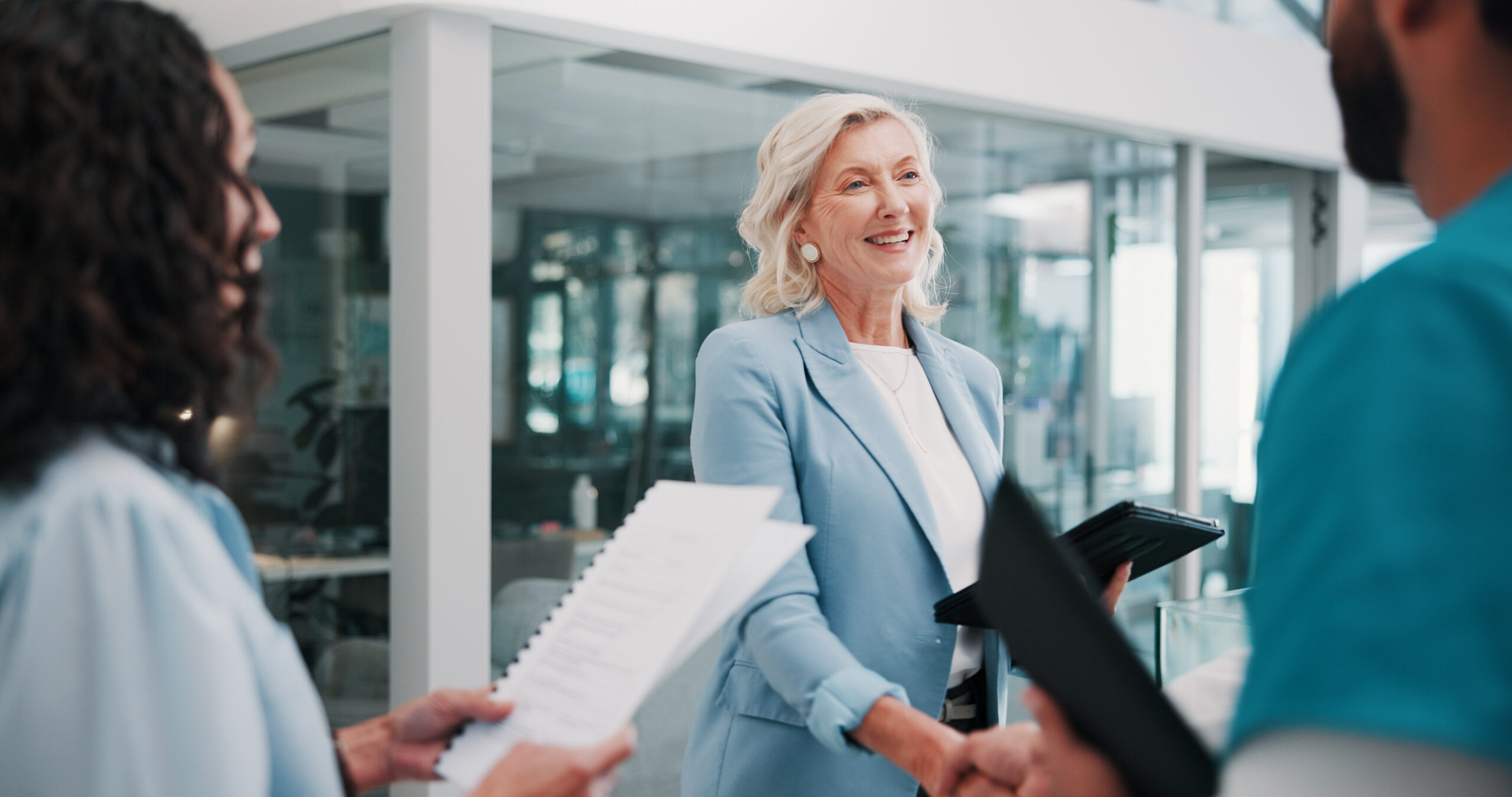 The nurse is greeting other clients